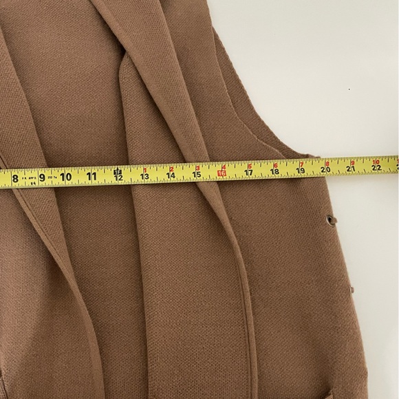 LUII Brown Knit Sleeveless Hoodie Sweater Long Duster Cardi Medium - Picture 10 of 11